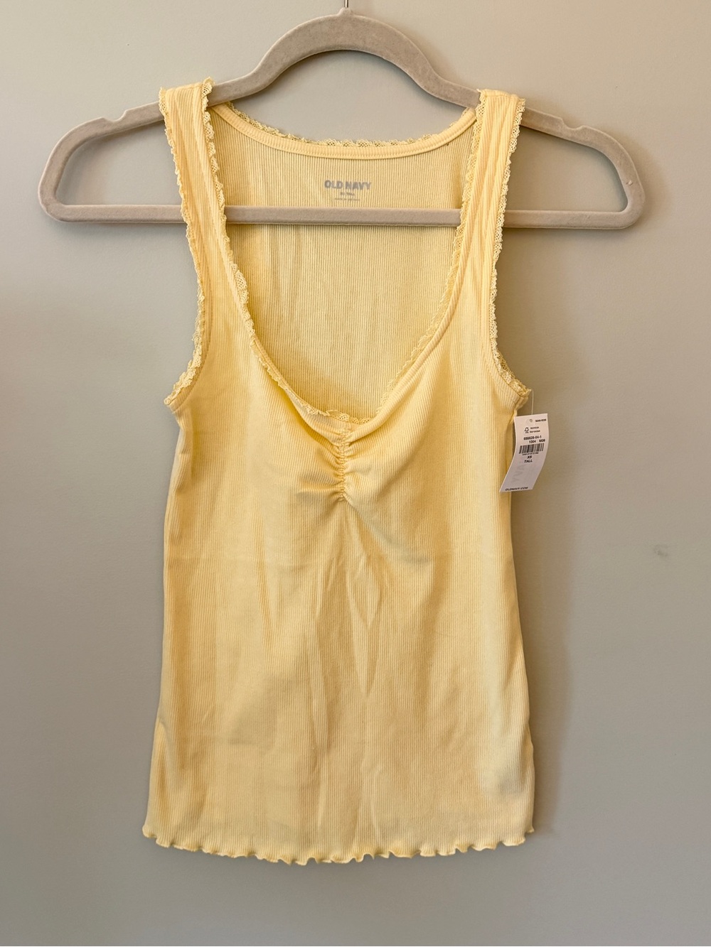 TALL Ribbed Lace Trim Lettuce Hem Tank Top